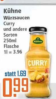 Kühne Würzsaucen Curry und andere Sorten 250ml Flasche 1l = 3.96