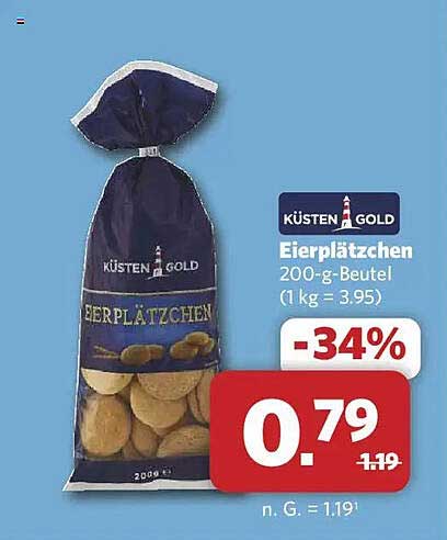 KÜSTEN GOLD Eierplätzchen 200-g-Beutel (1 kg = 3.95)