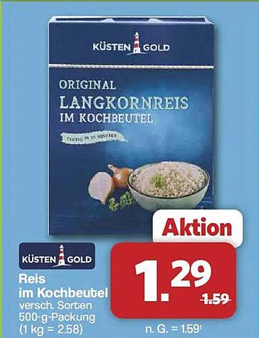 KÜSTEN GOLD ORIGINAL LANGKORNREIS IM KOCHBEUTEL
