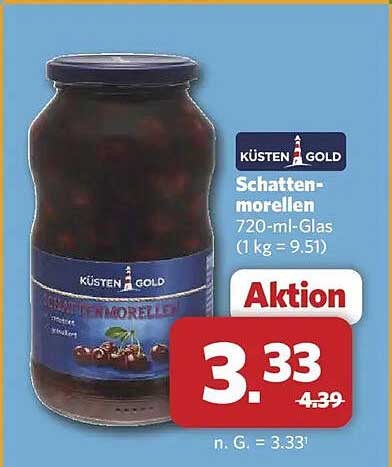 KÜSTEN GOLD Schattenmorellen 720-ml-Glas (1 kg = 9.51)