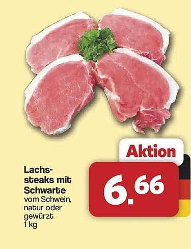 Lachs-steaks mit Schwarte vom Schwein, natur oder gewürzt 1 kg