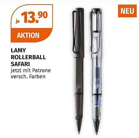 LAMY ROLLERBALL SAFARI jetzt mit Patrone versch. Farben