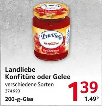 Landliebe Konfitüre oder Gelee verschiedene Sorten 200-g-Glas