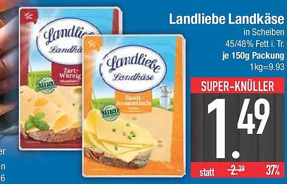 Landliebe Landkäse in Scheiben