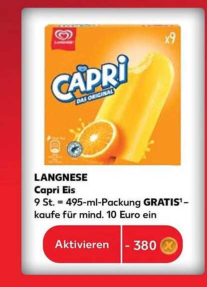 LANGNESE Capri Eis 9 St. = 495-ml-Packung GRATIS¹ - kaufe für mind. 10 Euro ein