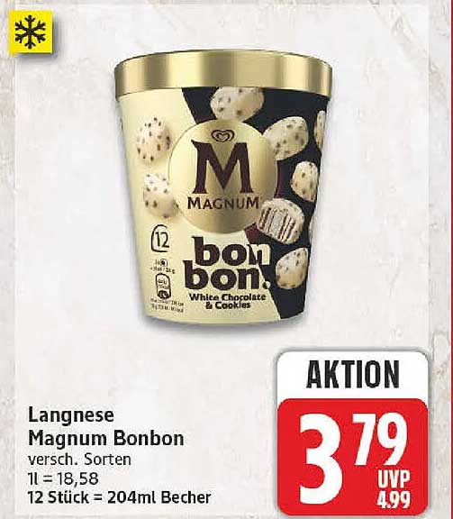 Langnese Magnum Bonbon versch. Sorten 1l = 18,58 12 Stück = 204ml Becher