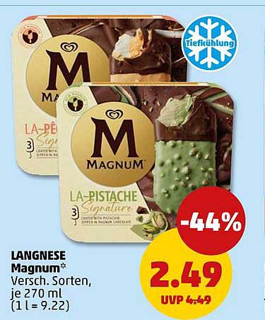 Langnese Magnum Verssch. Sorten, je 270 ml (1 l = 9.22)
