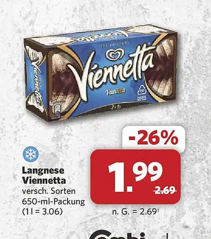 Langnese Viennetta versch. Sorten 650-ml-Packung (1 l = 3.06)