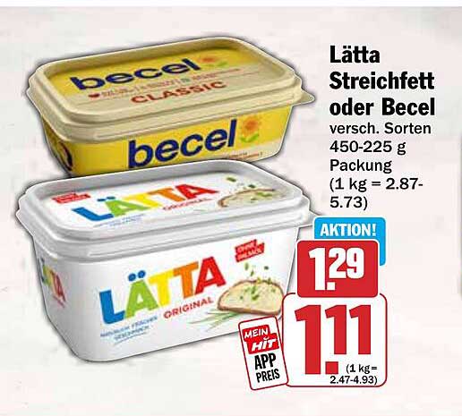 Lätta Streichfett oder Becel