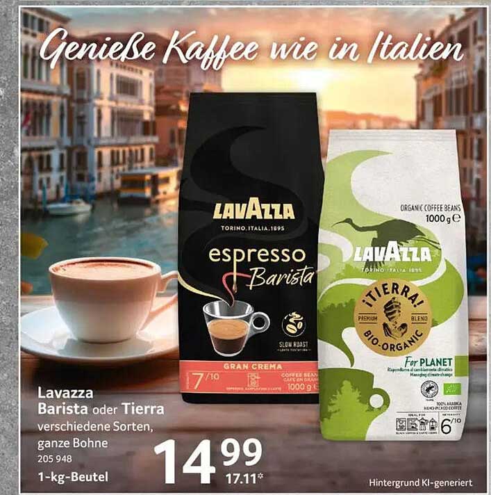 Lavazza Barista oder Tierra verschiedene Sorten, ganze Bohne 1-kg-Beutel