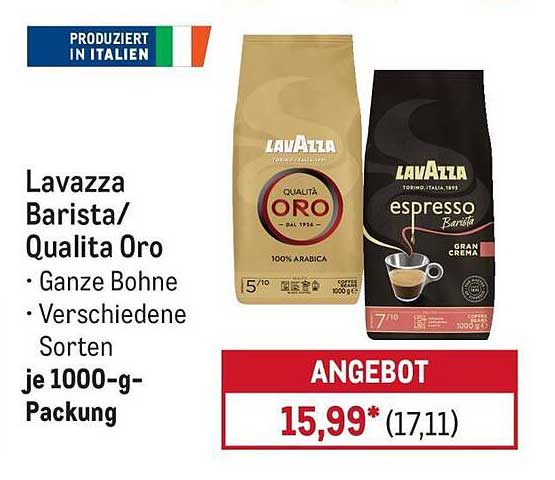 Lavazza Barista/ Qualita Oro • Ganze Bohne • Verschiedene Sorten • je 1000-g-Packung