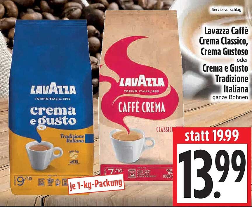 Lavazza Caffè Crema Classico, Crema Gustoso oder Crema e Gusto Tradizione Italiana ganze Bohnen