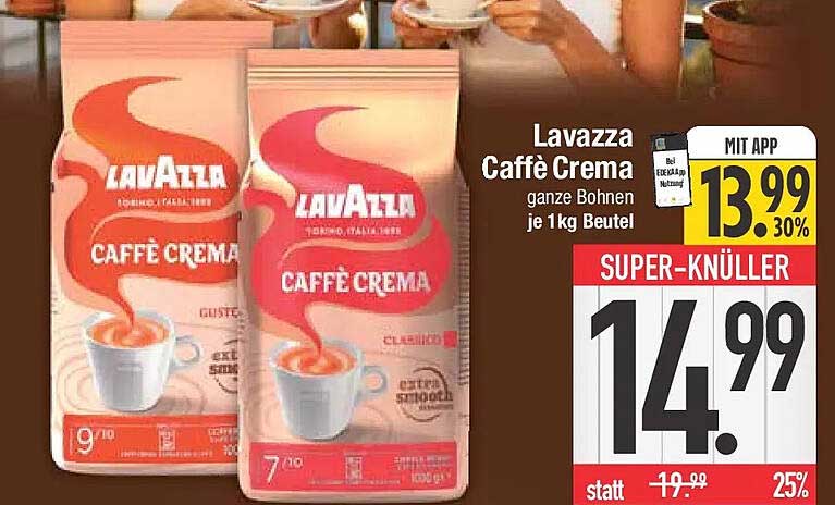 Lavazza Caffè Crema ganze Bohnen je 1 kg Beutel
