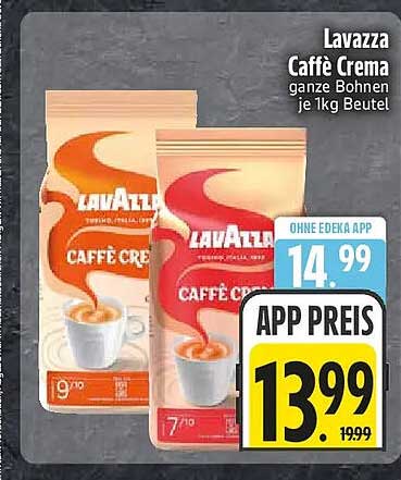 Lavazza Caffè Crema ganze Bohnen je 1kg Beutel