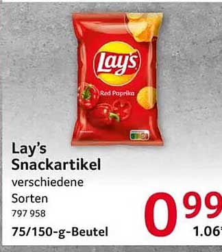 Lay’s Snackartikel verschiedene Sorten 797 958 75/150-g-Beutel