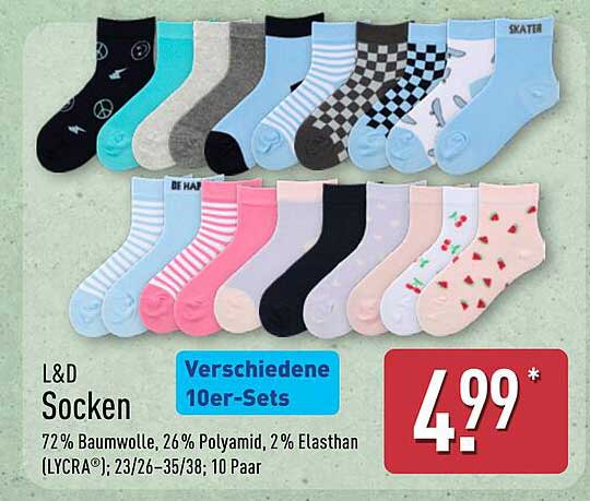 L&D Socken Verschiedene 10er-Sets