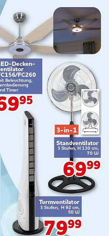 LED-Deckenventilator C156/FC260 mit Beleuchtung, Fernbedienung und Timer