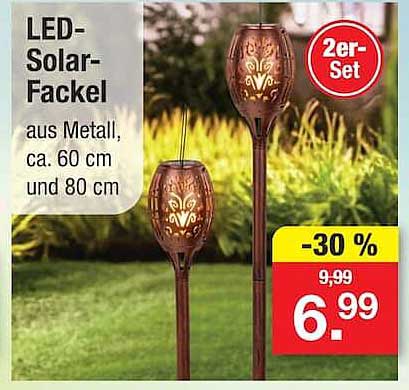 LED-Solar-Fackel aus Metall, ca. 60 cm und 80 cm