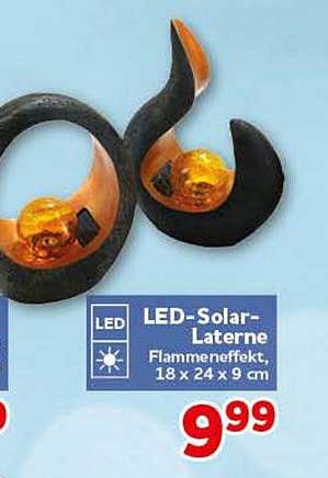 LED-Solar-Laterne Flammeneffekt, 18 x 24 x 9 cm
