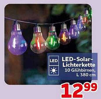 LED-Solar-Lichterkette, 10 Glühbirnen, L 380 cm