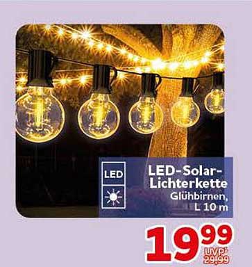 LED-Solar-Lichterkette Glühbirnen, L 10 m