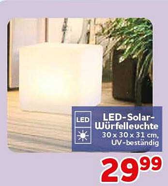 LED-Solar-Würfelleuchte 30 x 30 x 31 cm, UV-beständig
