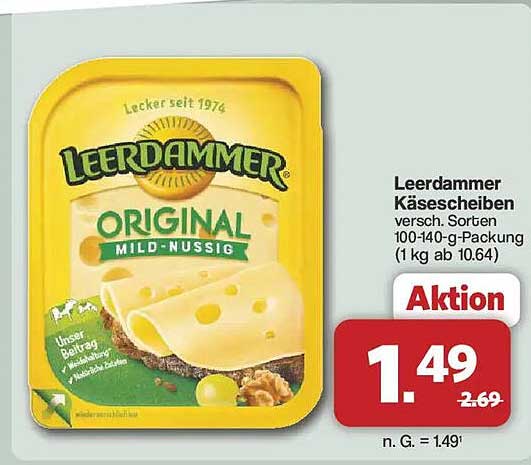 Leerdammer Käsescheiben versch. Sorten 100-140-g-Packung (1 kg ab 10.64)