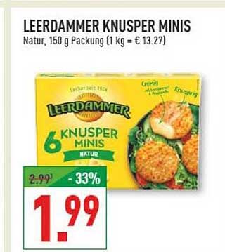 LEERDAMMER KNUSPER MINIS Natur, 150 g Packung (1 kg = € 13.27)