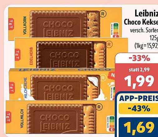 Leibniz Choco Kekse versch. Sorten 125g