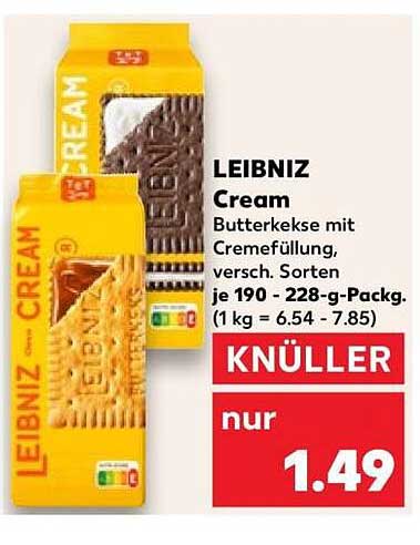 LEIBNIZ Cream Butterkekse mit Cremefüllung, versch. Sorten je 190 - 228-g-Packg. (1 kg = 6.54 - 7.85)