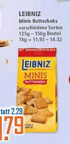 LEIBNIZ Minis Butterkeks verschiedene Sorten 125g = 150g Beutel 1 kg = 11.93 - 14.32