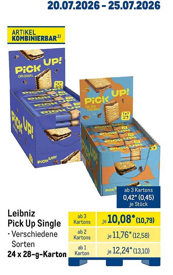 Leibniz Pick Up Single • Verschiedene Sorten 24 x 28-g-Karton