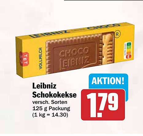 Leibniz Schokokekse versch. Sorten 125 g Packung (1 kg = 14.30)