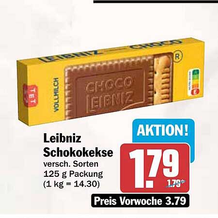 Leibniz Schokokekse versch. Sorten 125 g Packung (1 kg = 14.30)