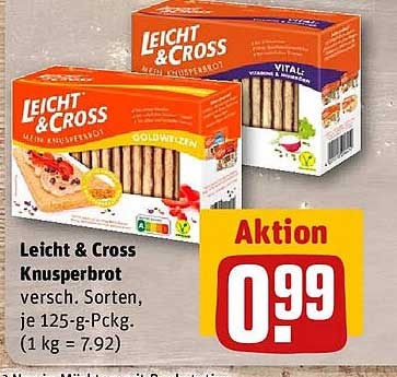Leicht & Cross Knusperbrot versch. Sorten, je 125-g-Packg. (1 kg = 7.92)