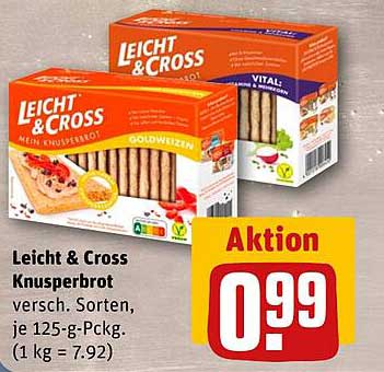 Leicht & Cross Knusperbrot versch. Sorten, je 125-g-Packg. (1 kg = 7.92)