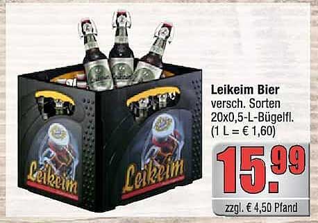 Leikeim Bier versch. Sorten 20x0,5-L-Bügelfl. (1 L = € 1,60)