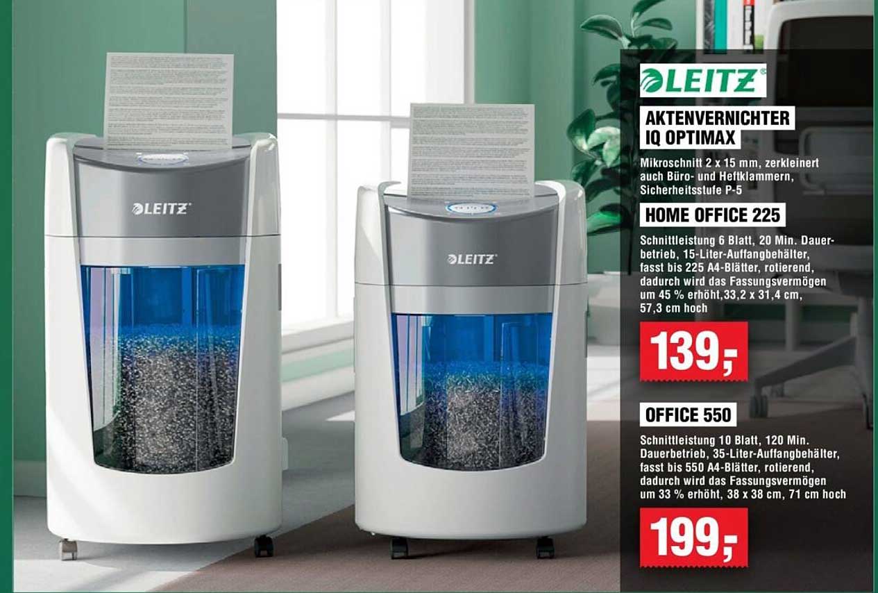 LEITZ AKTENVERNICHTER IQ OPTIMAX HOME OFFICE 225