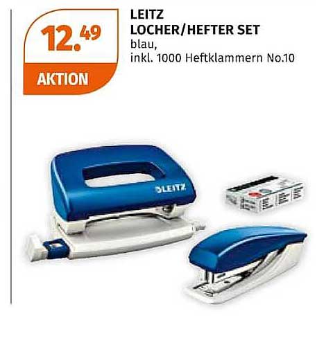 LEITZ LOCHER/HEFTER SET blau, inkl. 1000 Heftklammern No.10