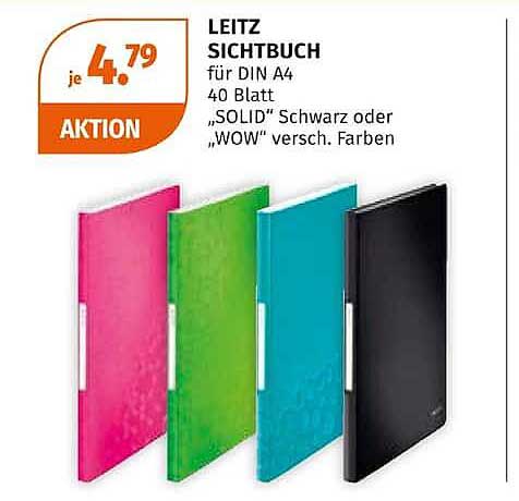 LEITZ SICHTBUCH für DIN A4 40 Blatt „SOLID“ Schwarz oder „WOW“ versch. Farben