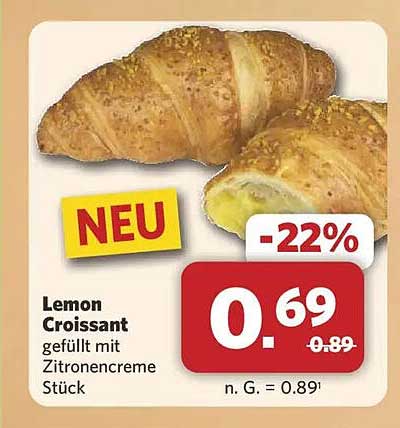 Lemon Croissant gefüllt mit Zitronencreme Stück