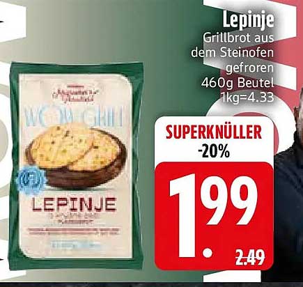 Lepinje Grillbrot aus dem Steinofen gefroren 460g Beutel 1kg=4.33