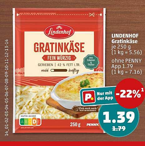LINDENHOF Gratinkäse je 250 g