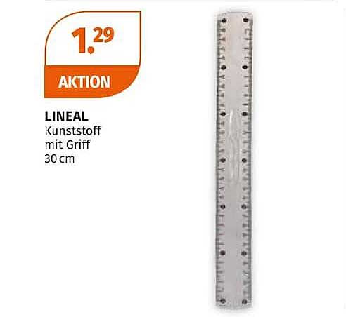 LINEAL Kunststoff mit Griff 30 cm