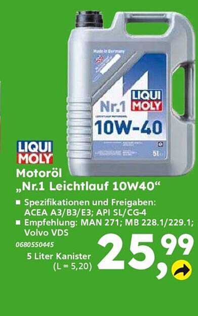 LIQUI MOLY Motoröl „Nr.1 Leichtlauf 10W40“