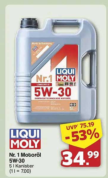LIQUI MOLY Nr. 1 Motoröl 5W-30 5 l Kanister (1 l = 7.00)