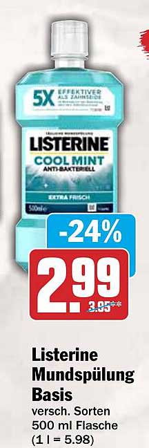 Listerine Mundspülung Basis versch. Sorten 500 ml Flasche (1 l = 5.98)