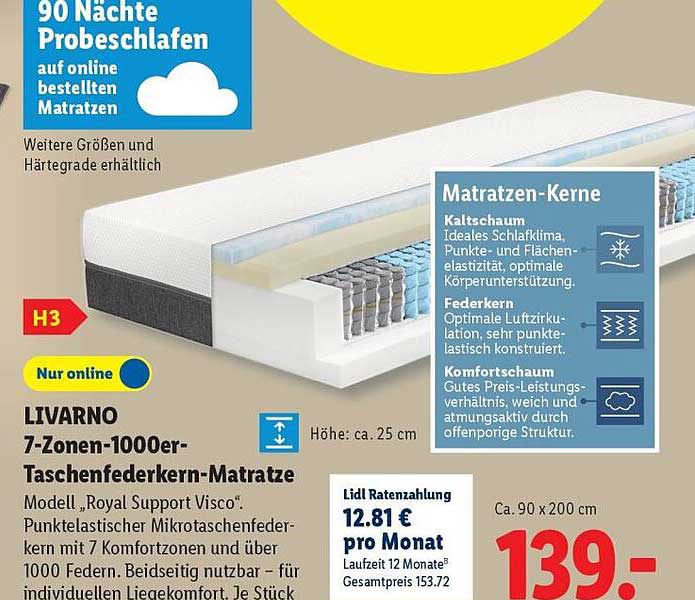 LIVARNO 7-Zonen-1000er-Taschenfederkern-Matratze