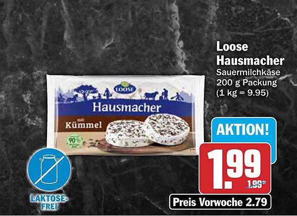 Loose Hausmacher Sauermilchkäse 200 g Packung (1 kg = 9,95)