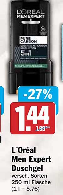 L'Oréal Men Expert Duschgel versch. Sorten 250 ml Flasche (1 l = 5.76)